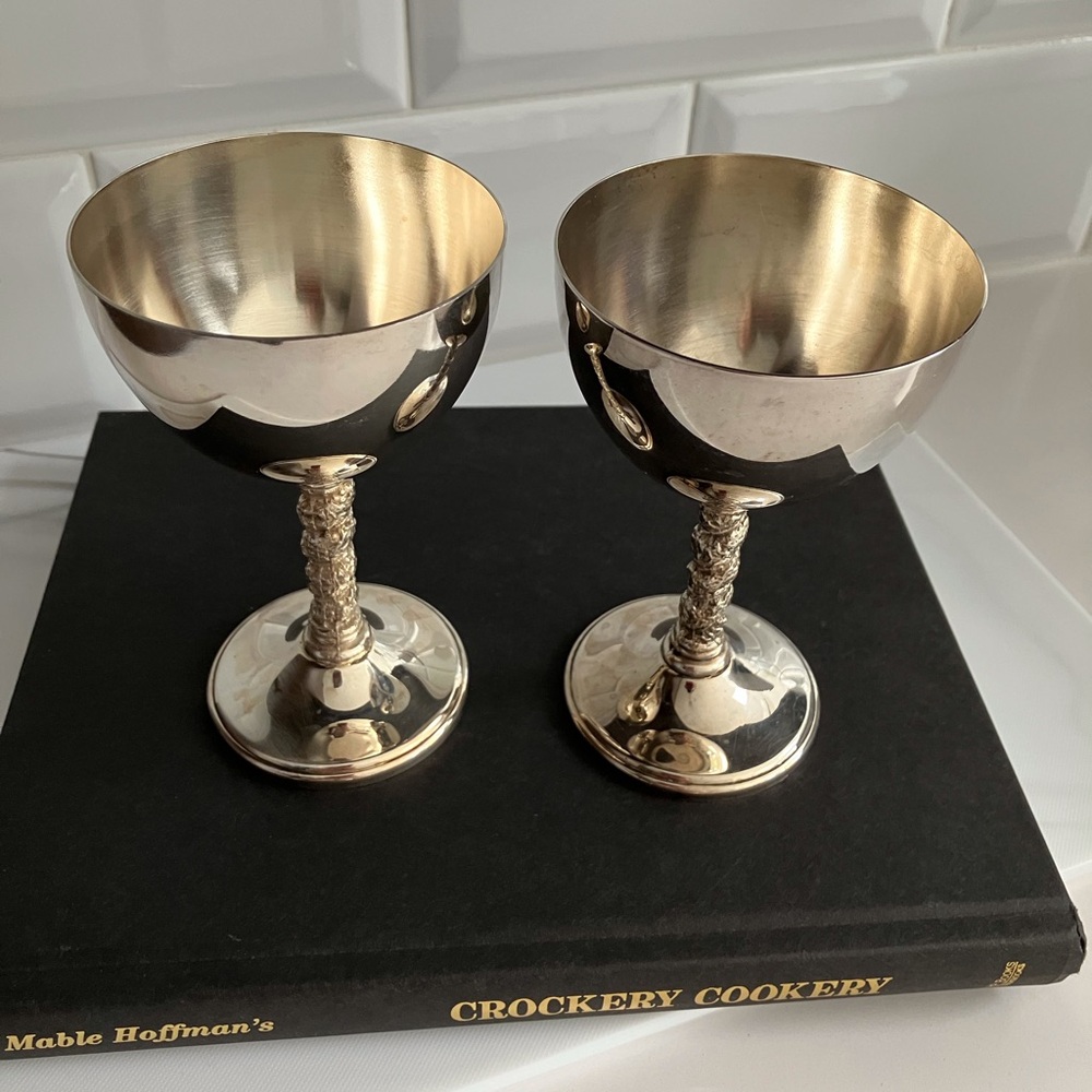 Silver Wine Glasses Viking Plate vintage